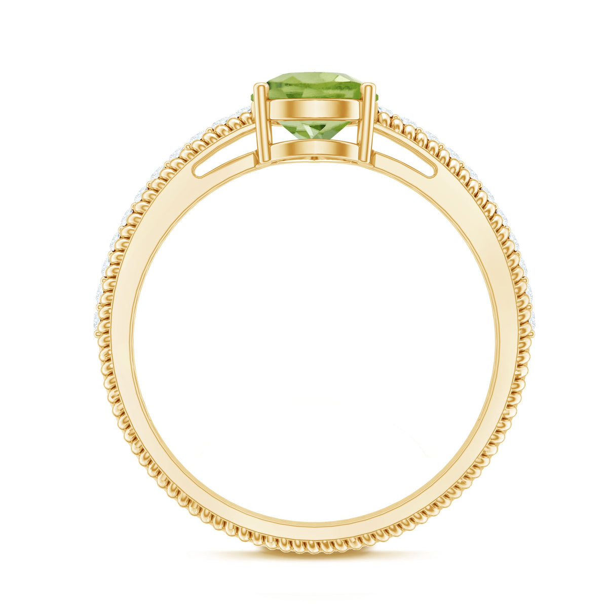 1 Carat Pear Shaped Peridot And Diamond Engagement Ring