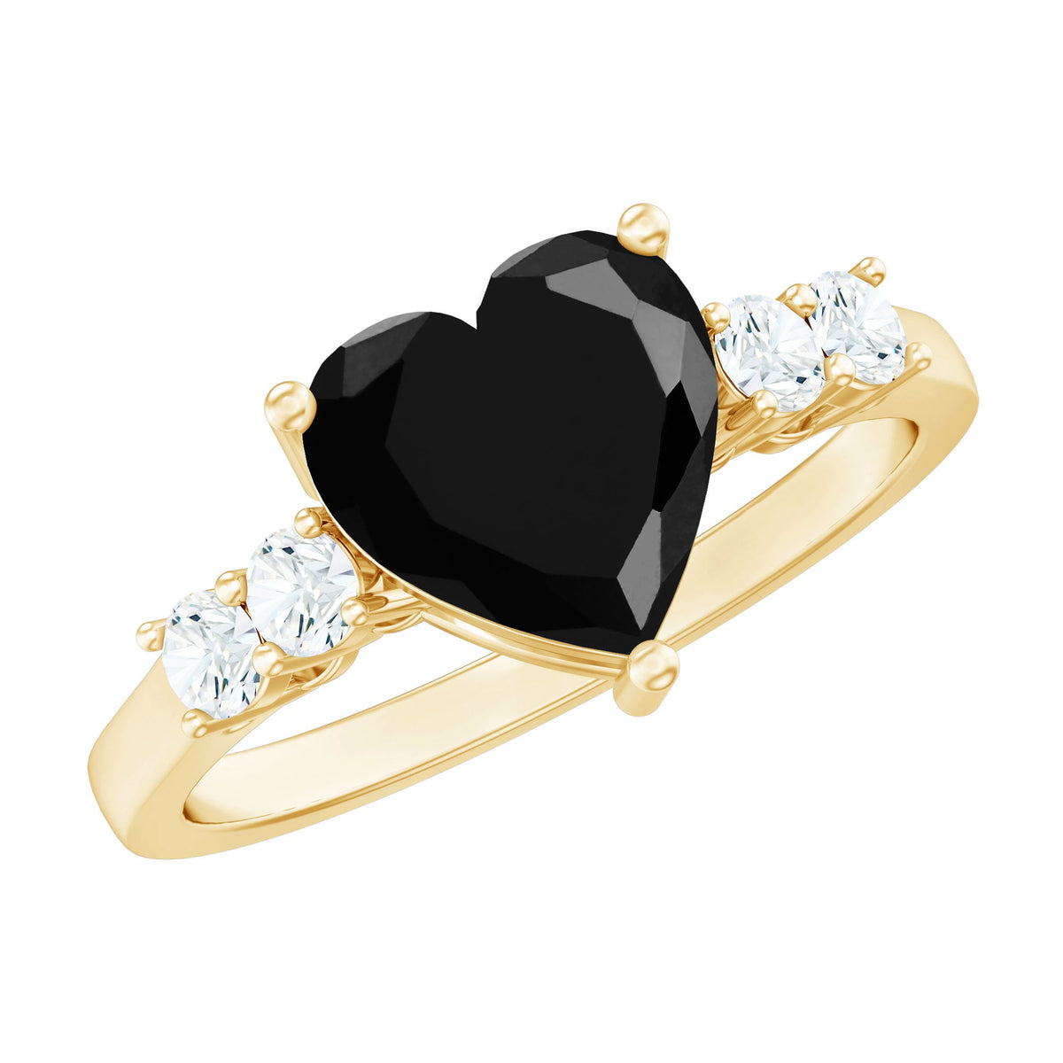 2.4 Carat Lab Grown Black Diamond Heart Engagement Ring with White Diamond