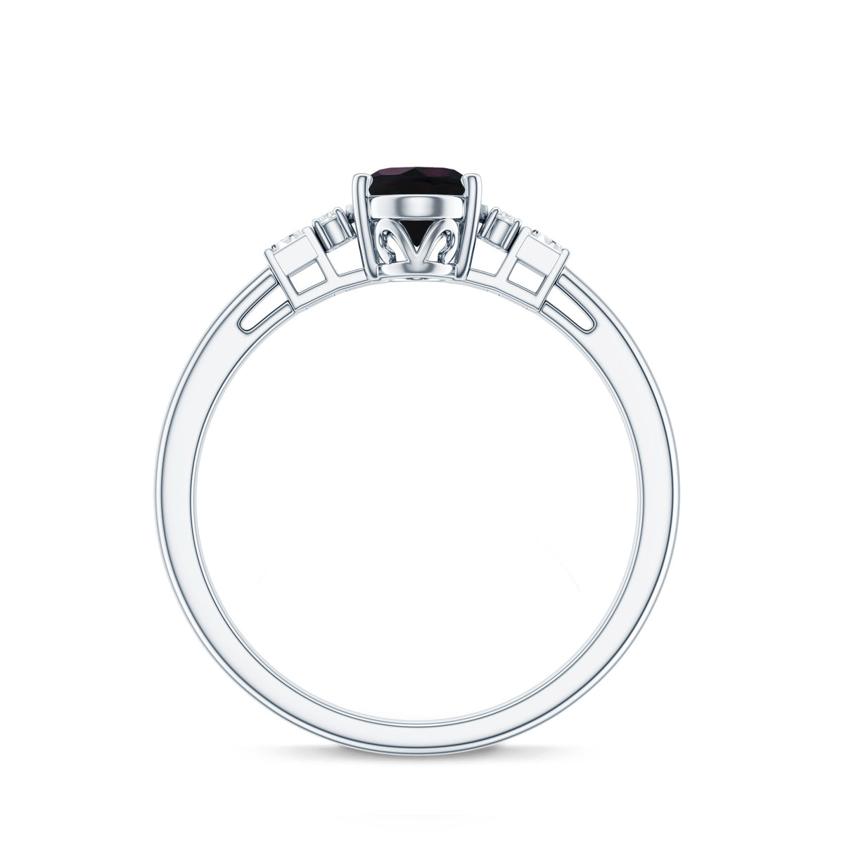 0.9 Carat Oval Cut Black Opal Engagement Ring with Diamond