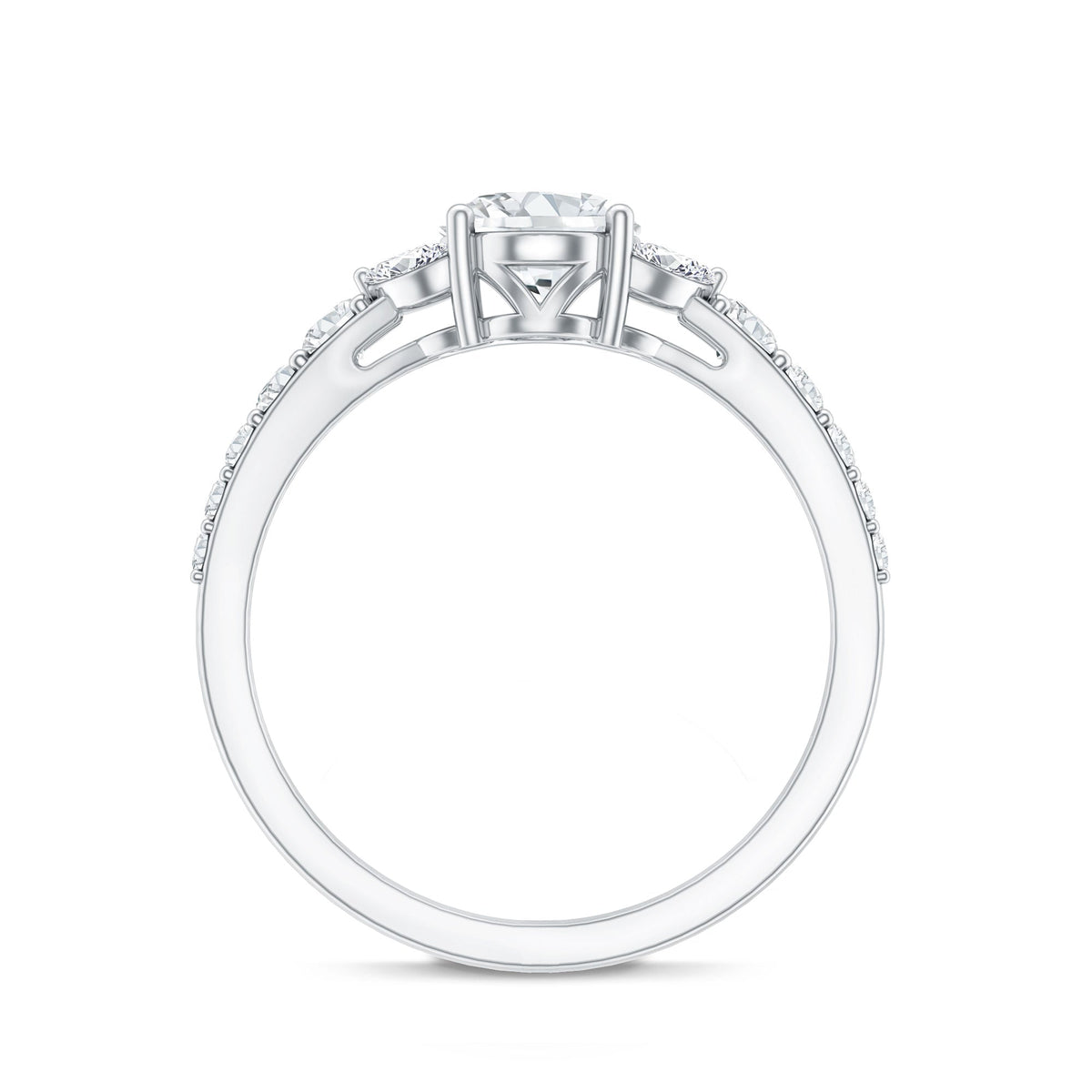 1.2 Carat Oval Moissanite Designer Engagement Ring in 14k Gold Plated Silver