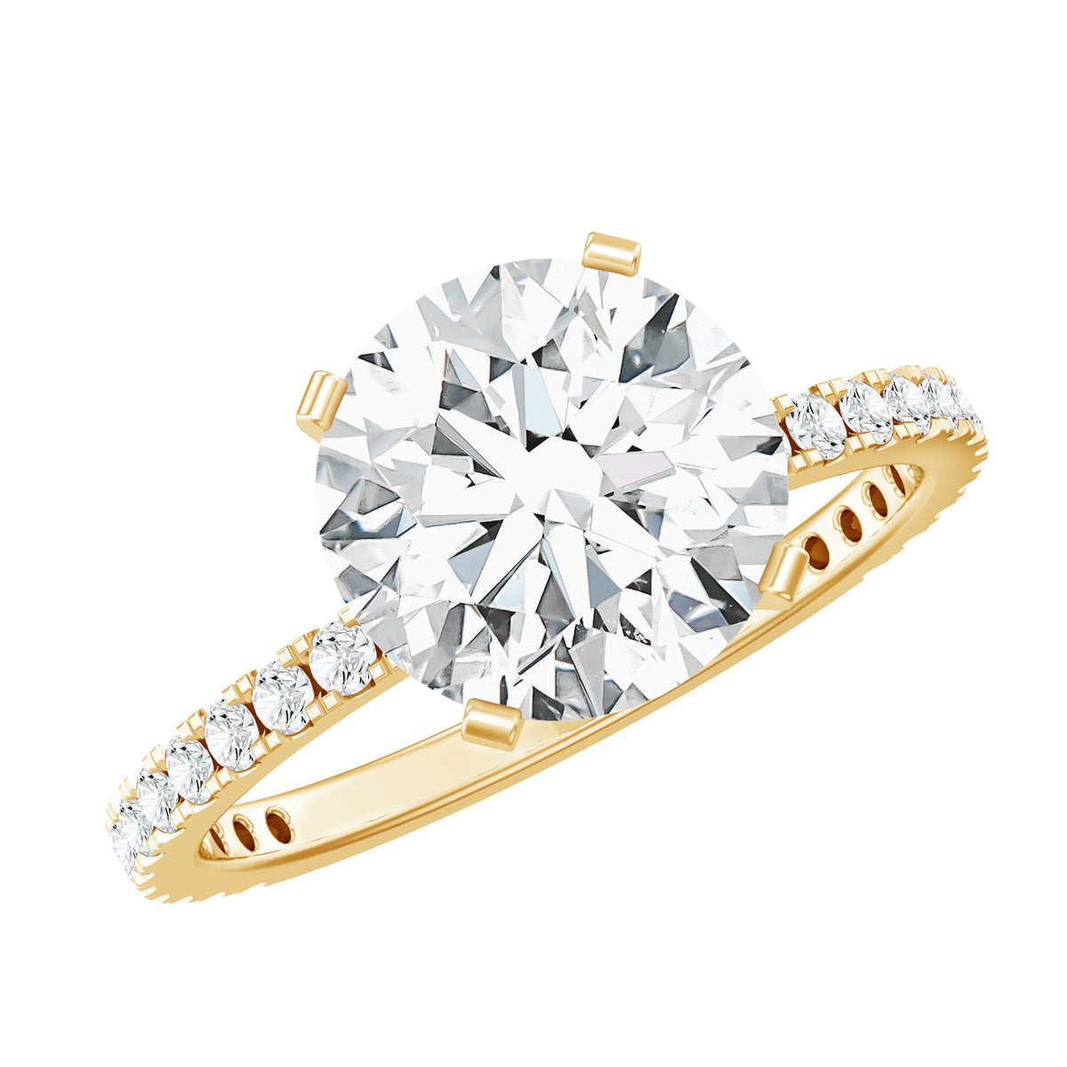 Certified Moissanite 3 Carat Engagement Ring with Side Stones