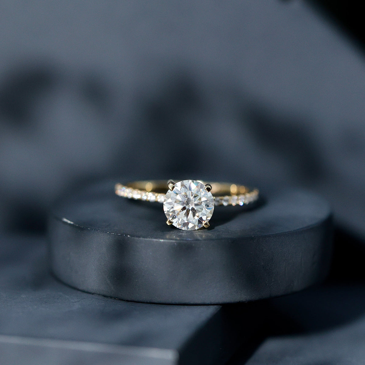 Certified Moissanite 3 Carat Engagement Ring with Side Stones