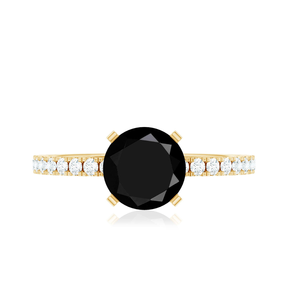 2 Carat Lab Grown Black Diamond Solitaire Engagement Ring with White Diamond