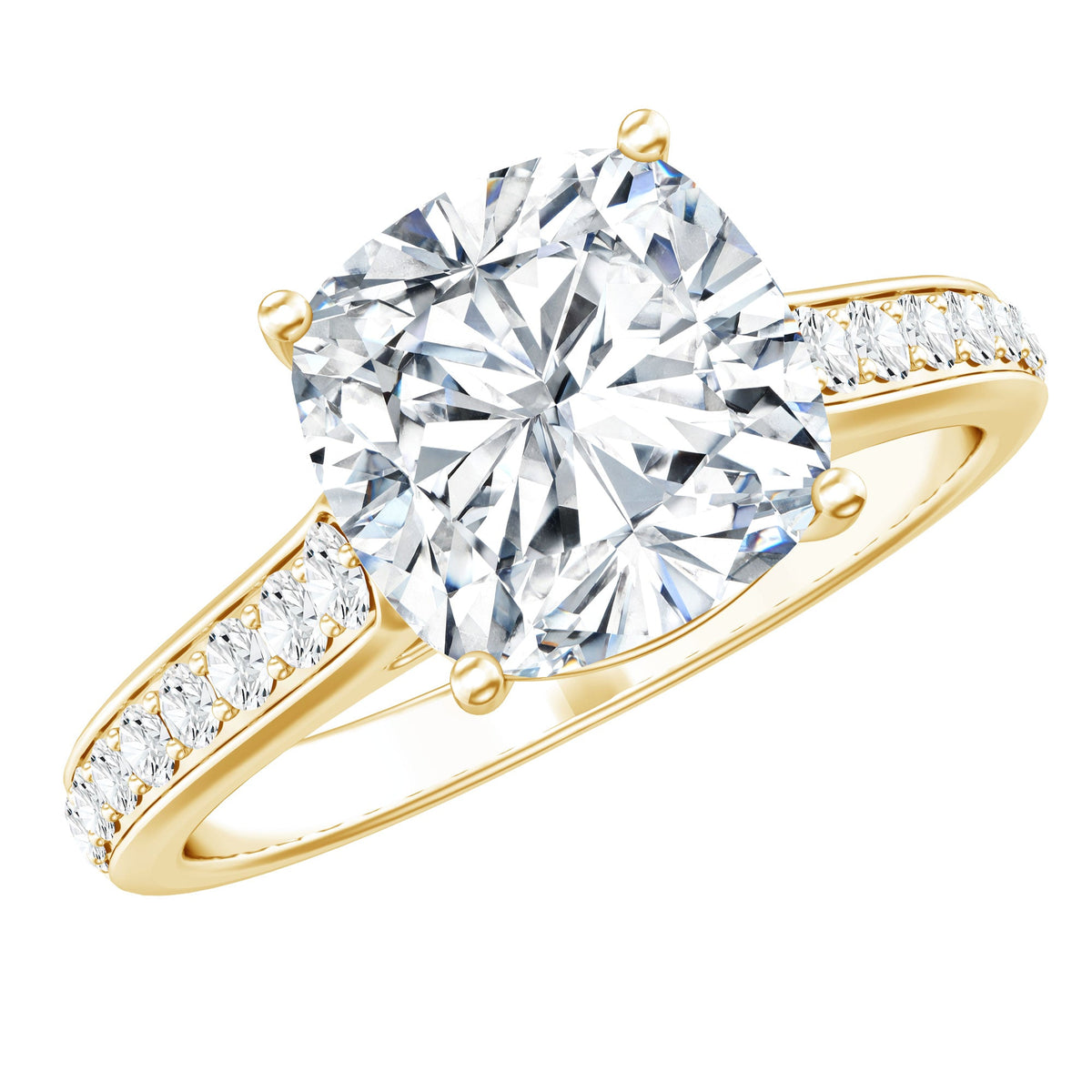 3 Carat Cushion Moissanite Cathedral Engagement Ring