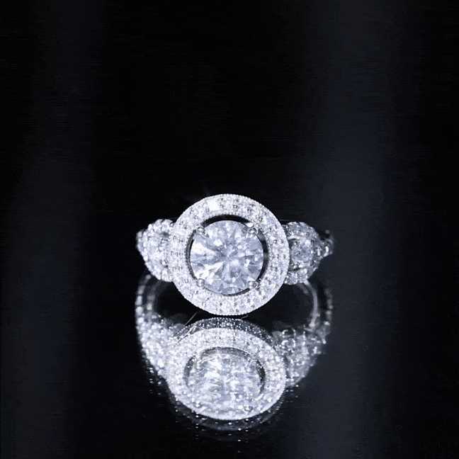 3 Carat Vintage Moissanite Halo Engagement Ring