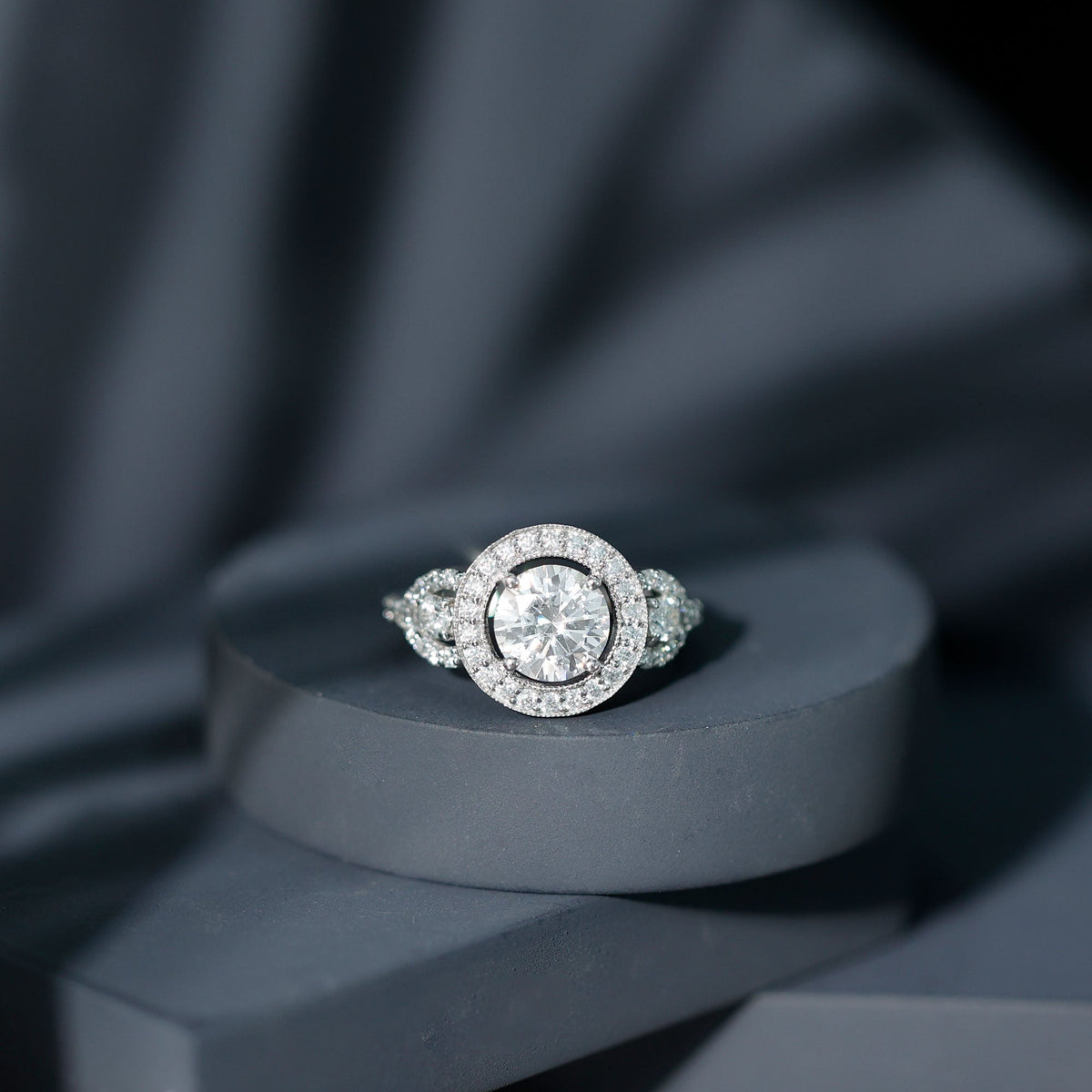 3 Carat Vintage Moissanite Halo Engagement Ring