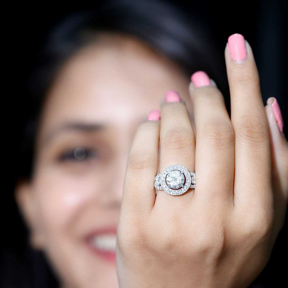 3 Carat Vintage Moissanite Halo Engagement Ring