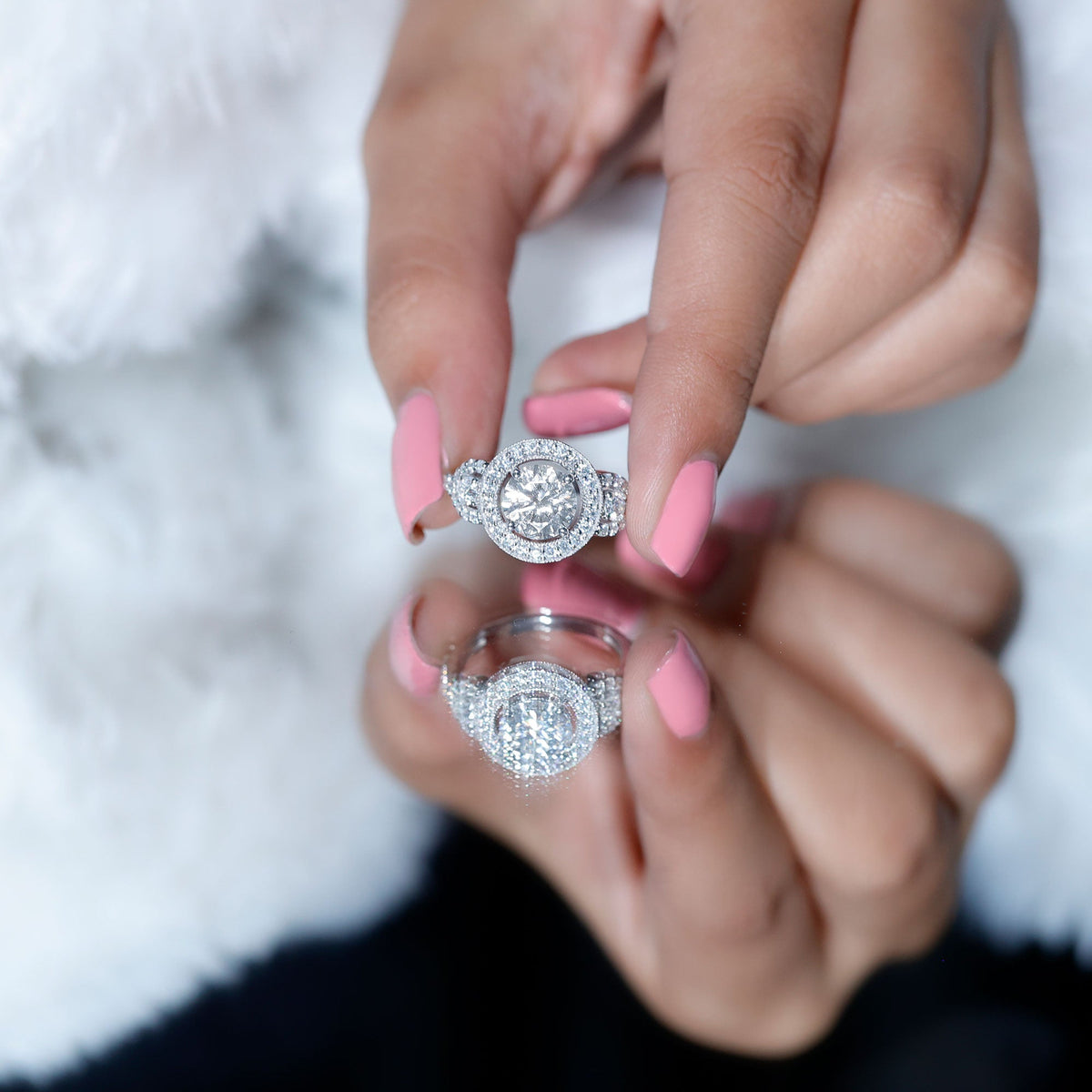 3 Carat Vintage Moissanite Halo Engagement Ring