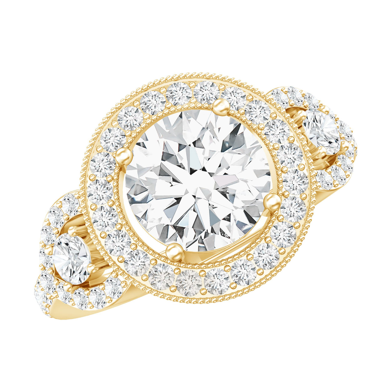 3 Carat Vintage Moissanite Halo Engagement Ring
