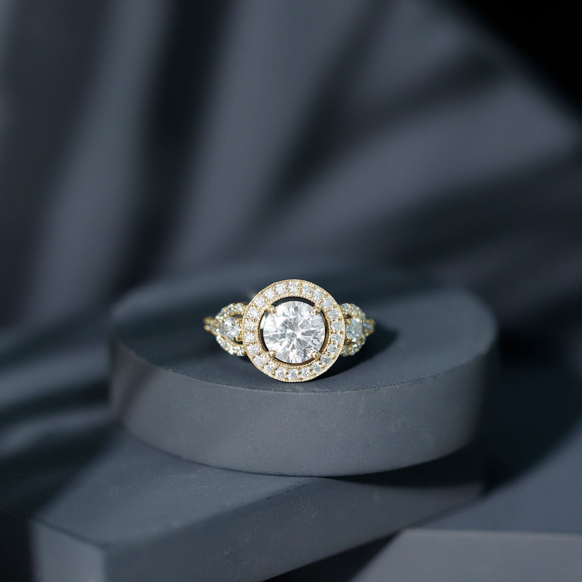 3 Carat Vintage Moissanite Halo Engagement Ring