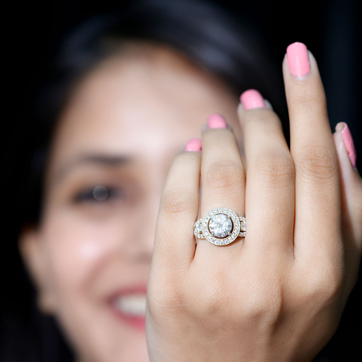 3 Carat Vintage Moissanite Halo Engagement Ring