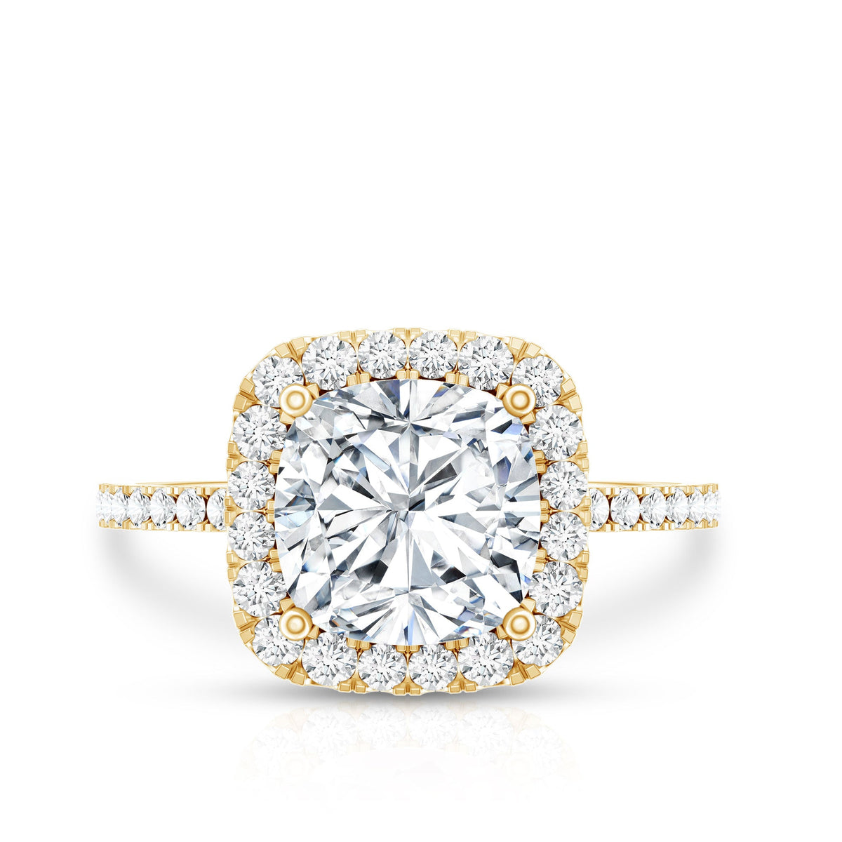 3 Carat Cushion Cut Moissanite Halo Engagement Ring for Women