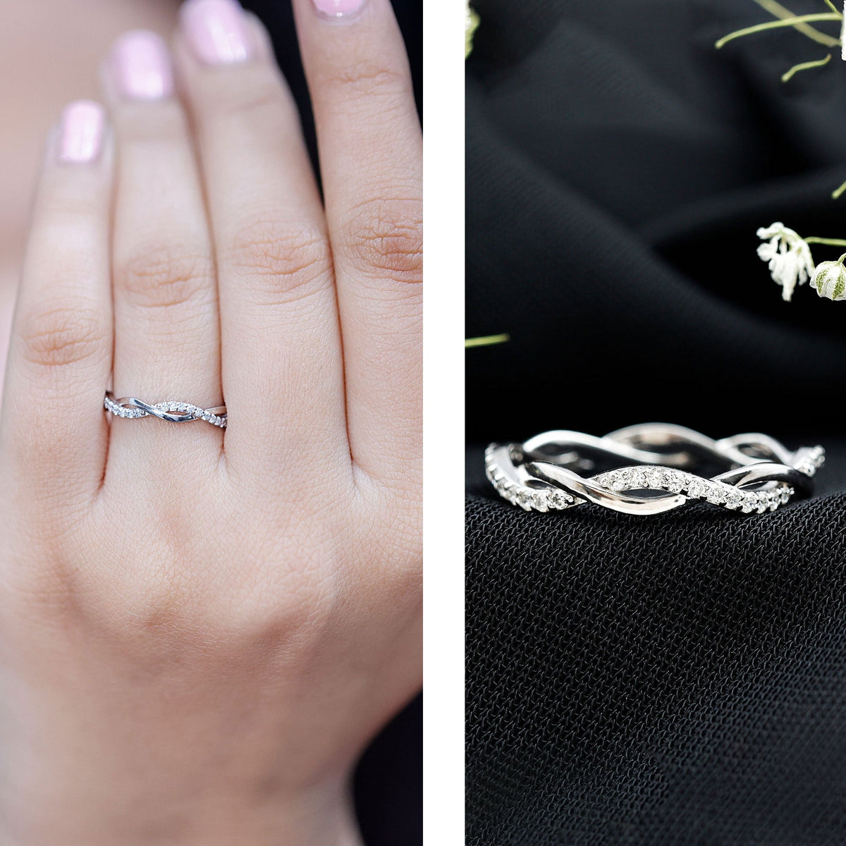 Certified Moissanite Infinity Eternity Band Ring
