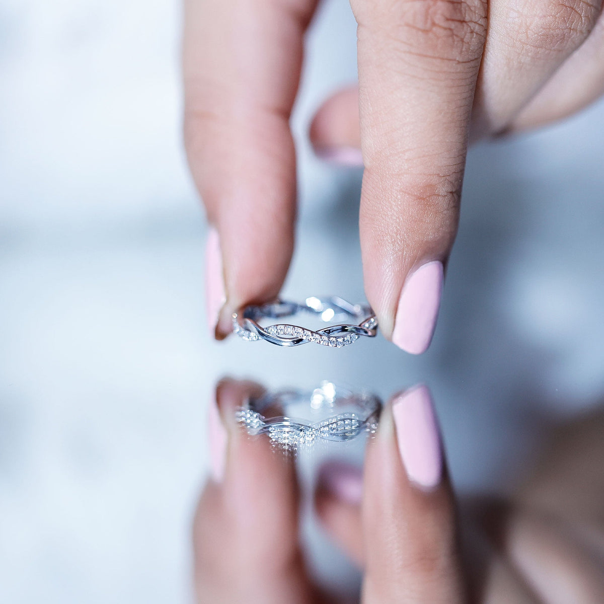 Certified Moissanite Infinity Eternity Band Ring