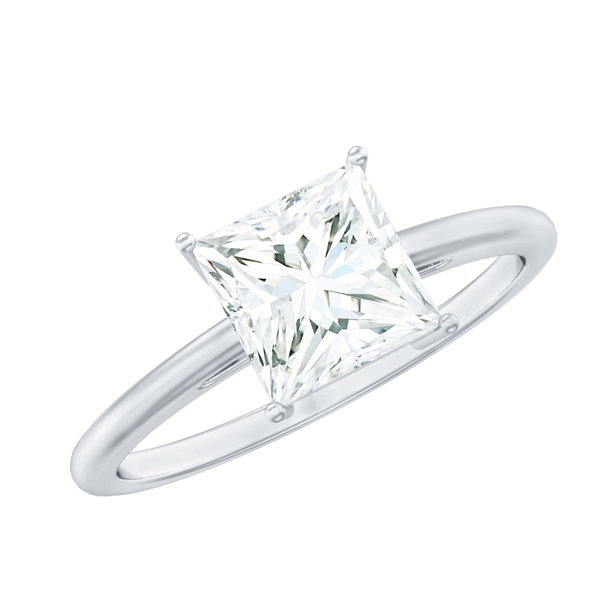 3 Carat Princess Cut Moissanite Solitaire Engagement Ring