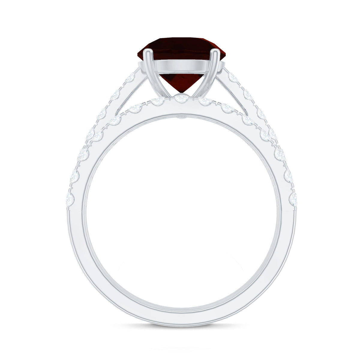 2.3 Carat Certified Real Garnet Wedding Bridal Ring Set