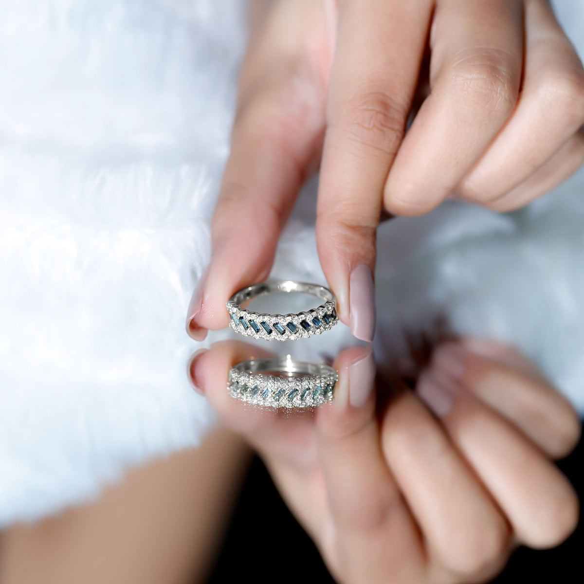 Real London Blue Topaz and Diamond Wedding Ring For Women