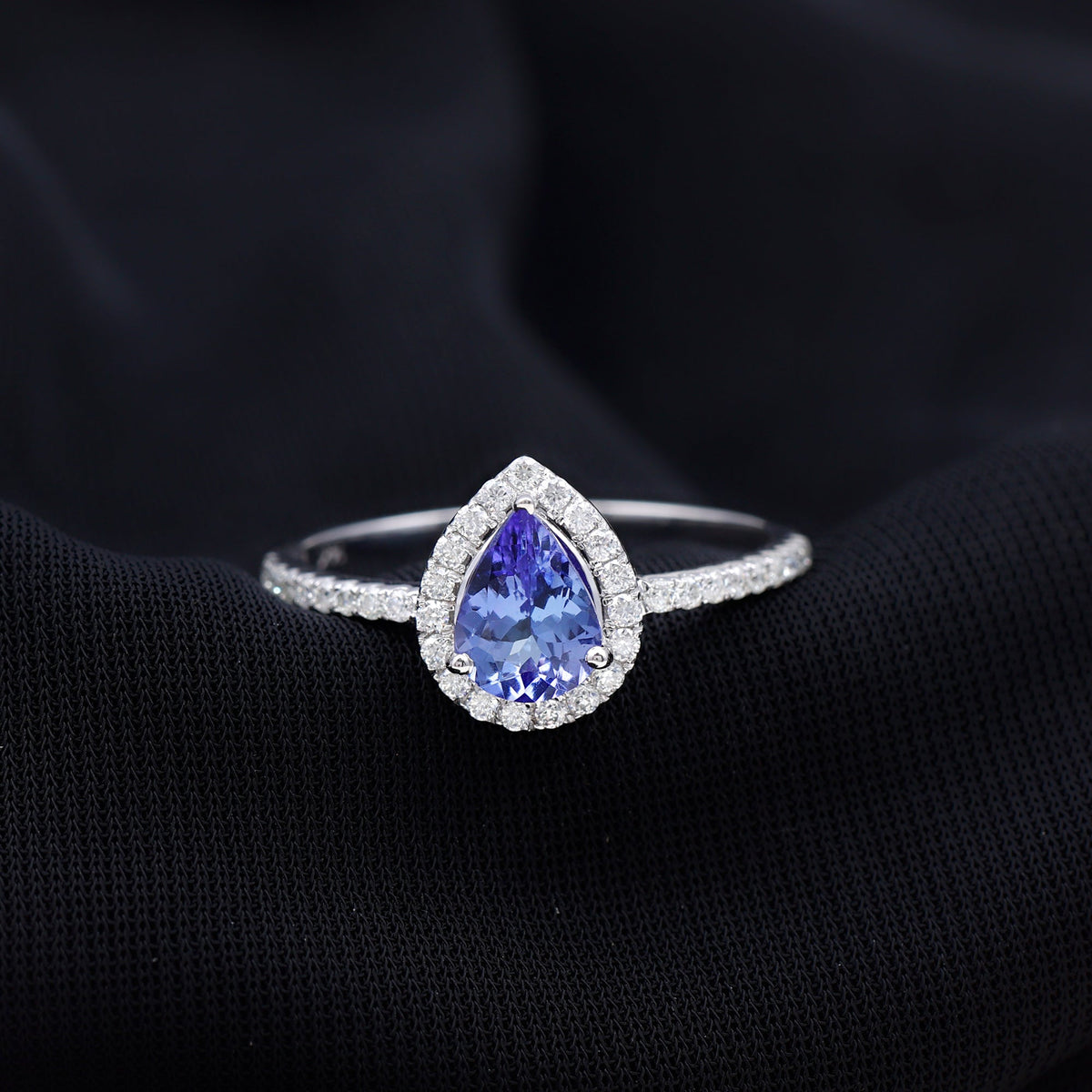 1.35 Carat Tanzanite Classic Engagement Ring with Diamond Halo