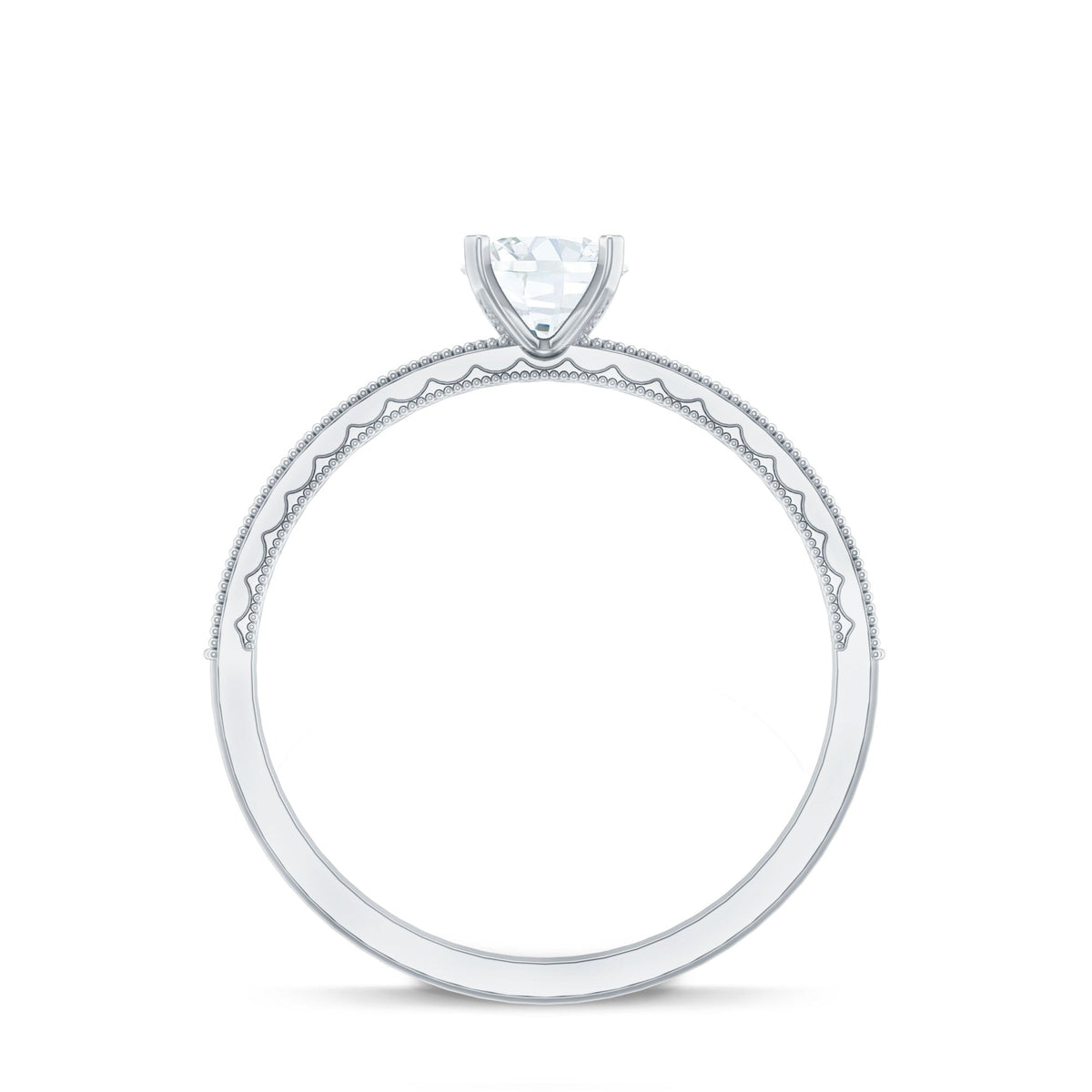 0.5 Carat  Moissanite Solitaire Engagement Ring with Milgrain