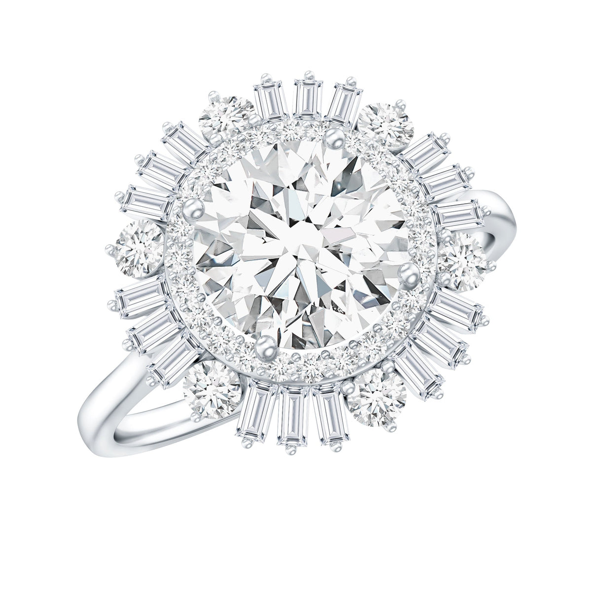 Certified Moissanite Double Halo Engagement Ring for Women
