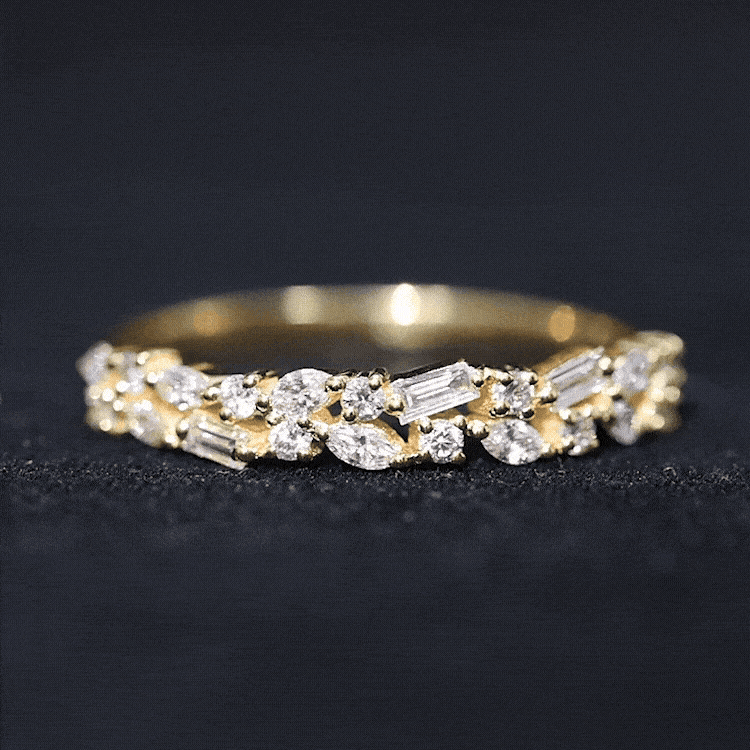 0.91 Carat Natural Diamond Half Eternity Band Ring For Women
