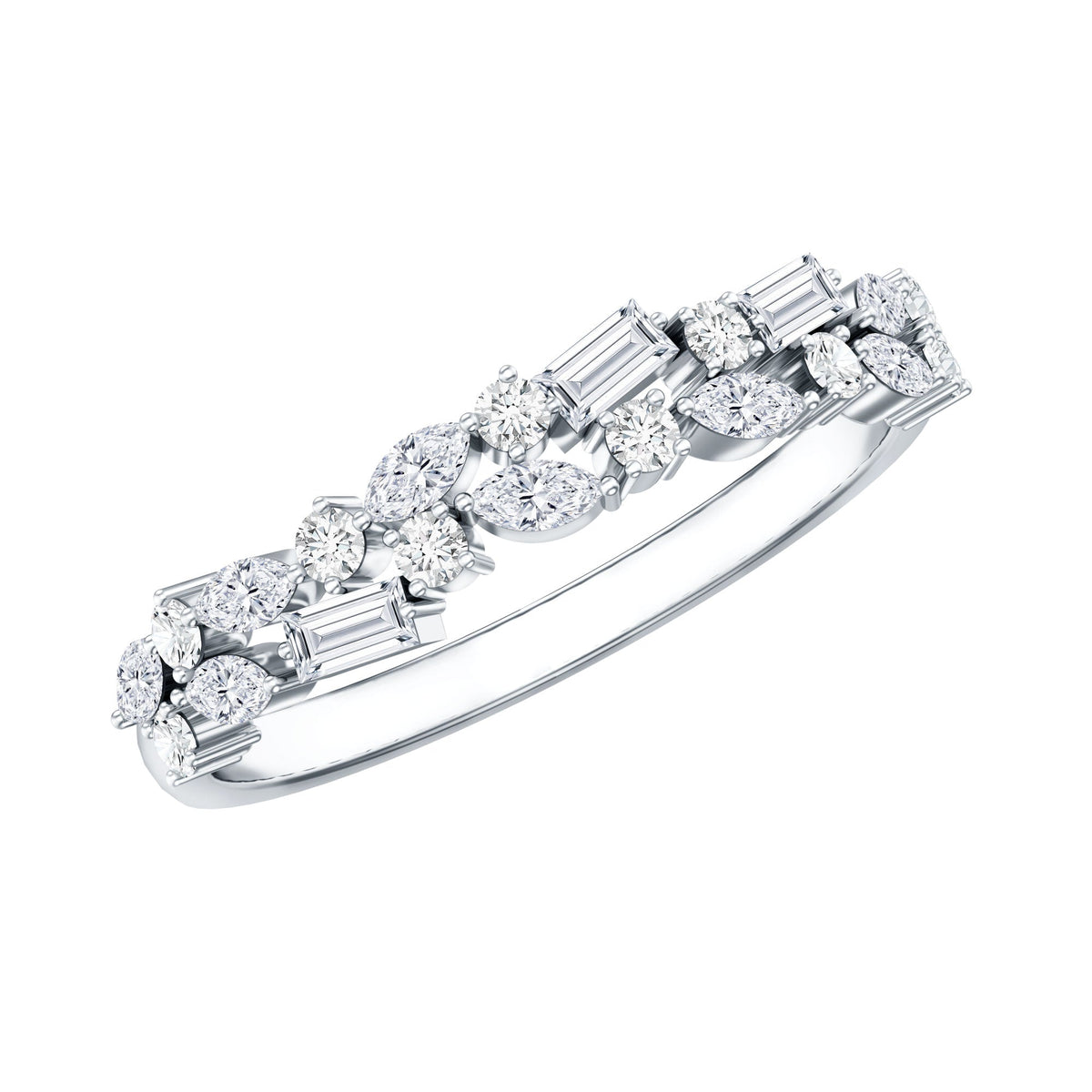 0.91 Carat Natural Diamond Half Eternity Band Ring For Women