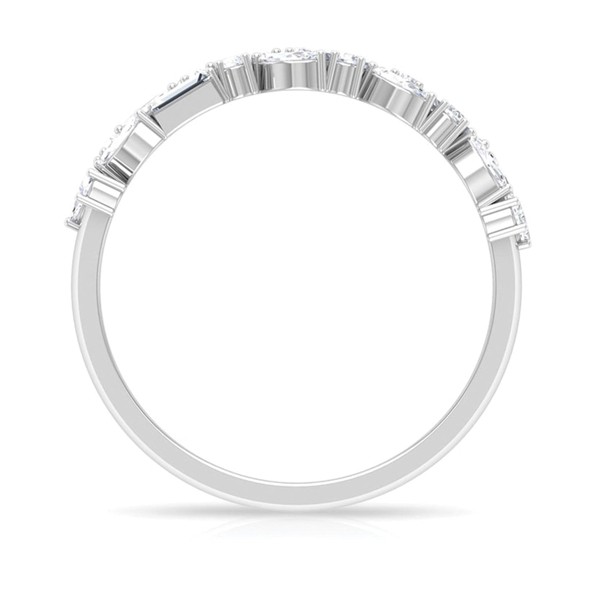 0.91 Carat Natural Diamond Half Eternity Band Ring For Women