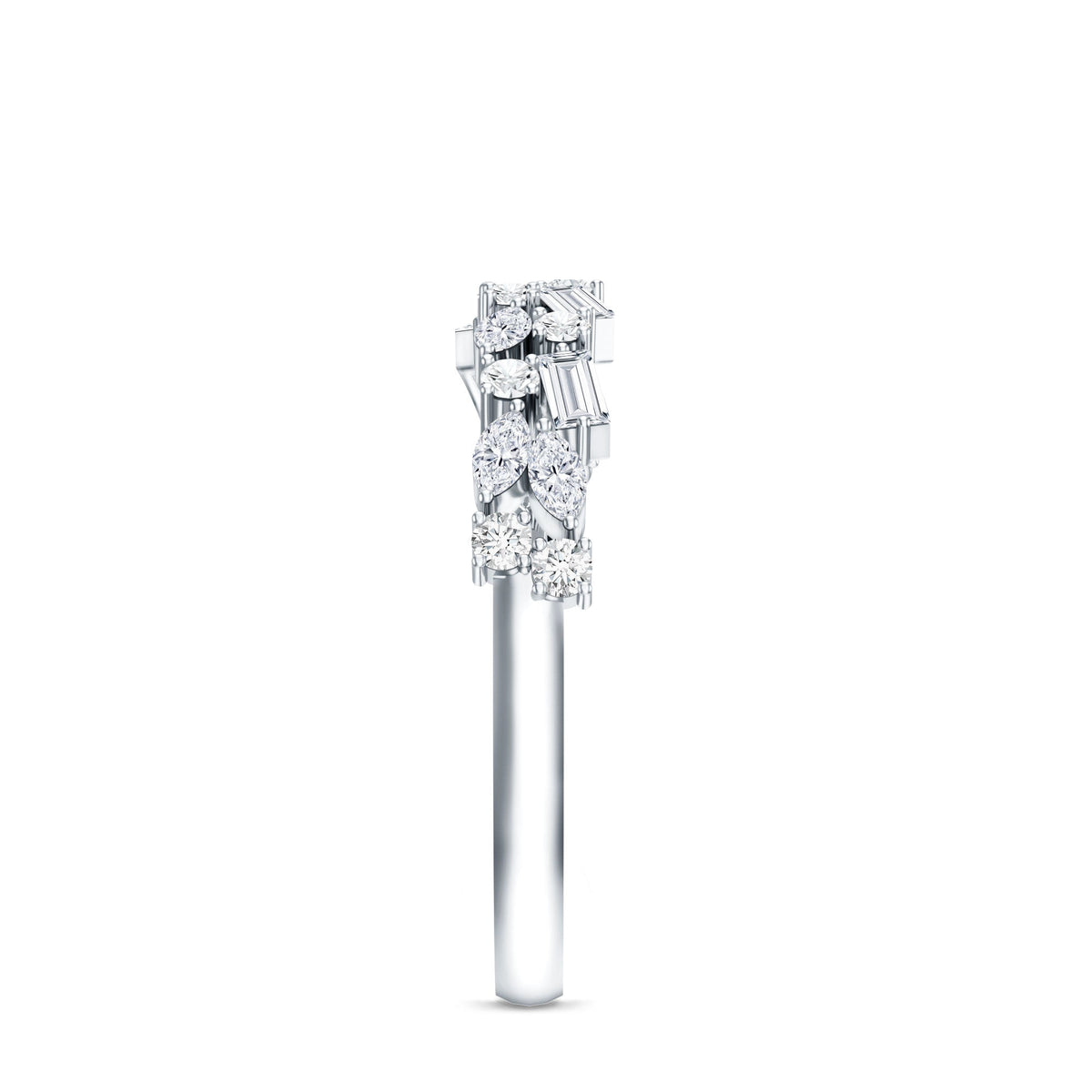 0.91 Carat Natural Diamond Half Eternity Band Ring For Women