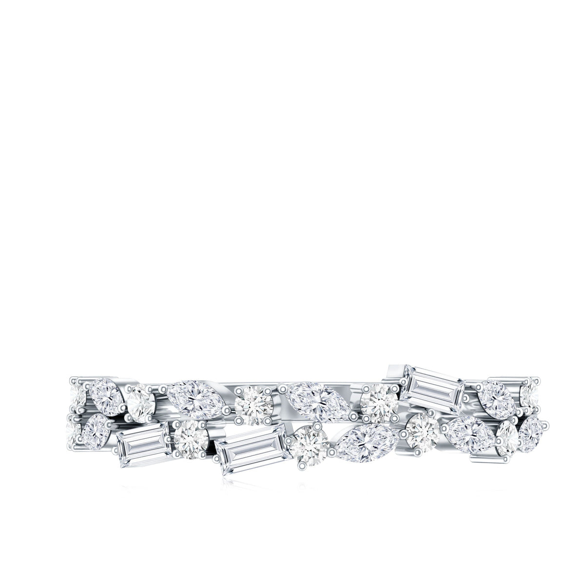0.91 Carat Natural Diamond Half Eternity Band Ring For Women