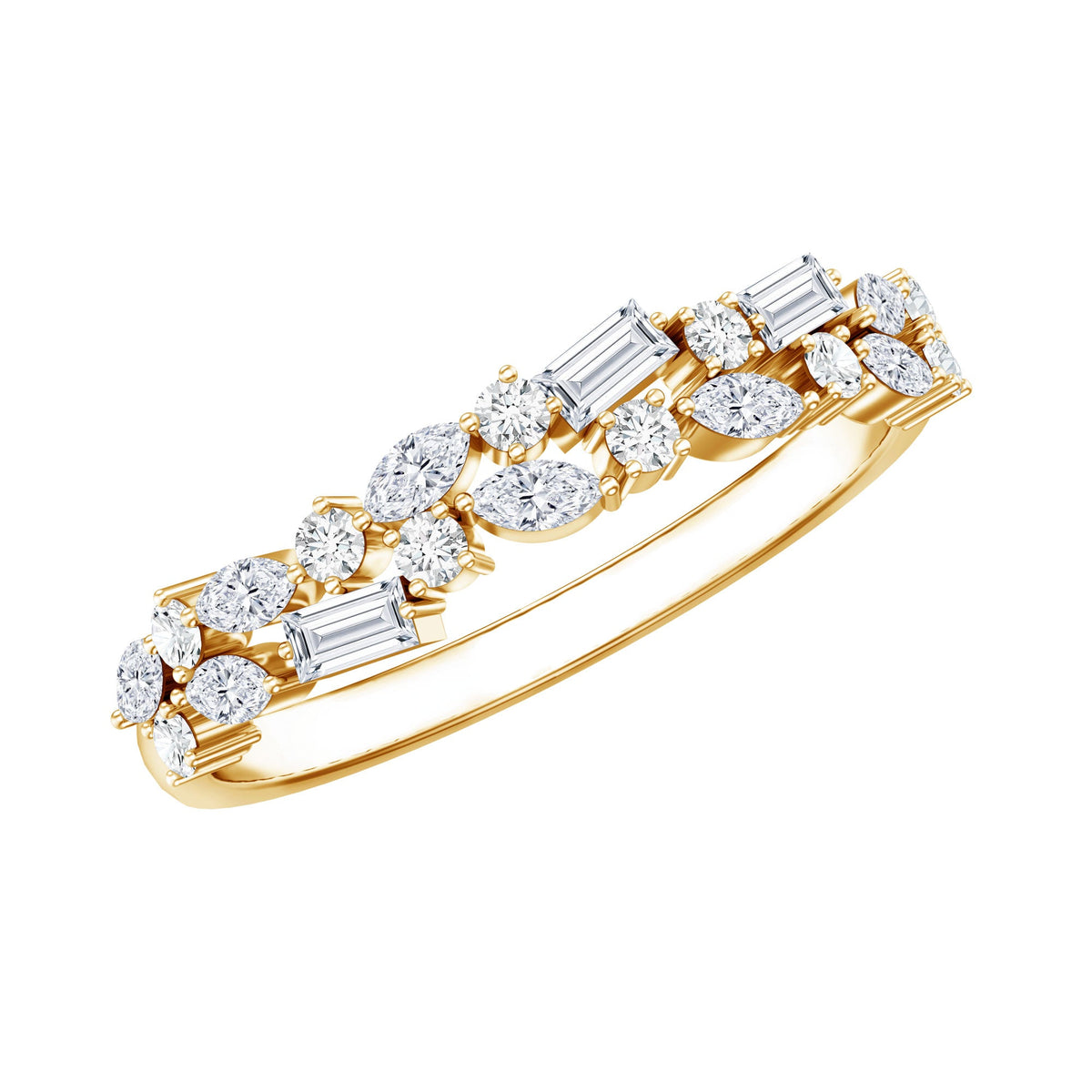 0.91 Carat Natural Diamond Half Eternity Band Ring For Women