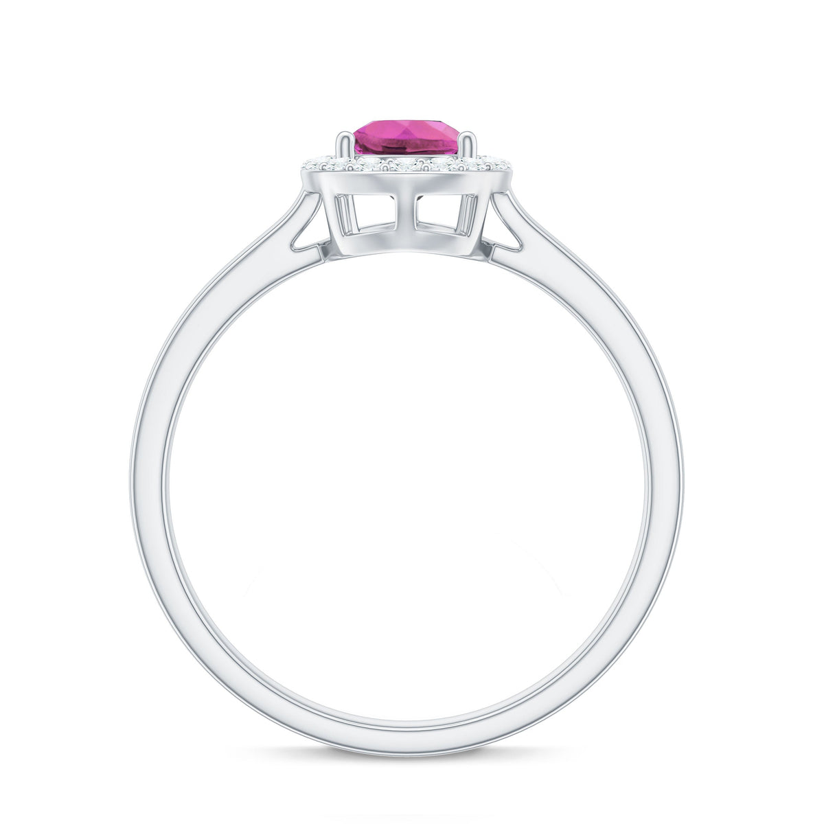 1.6 Carat Pear Shape Pink Tourmaline Ring with Diamond Halo