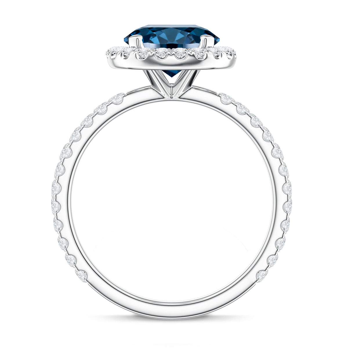 2 Carat London Blue Topaz Classic Engagement Ring with Diamond