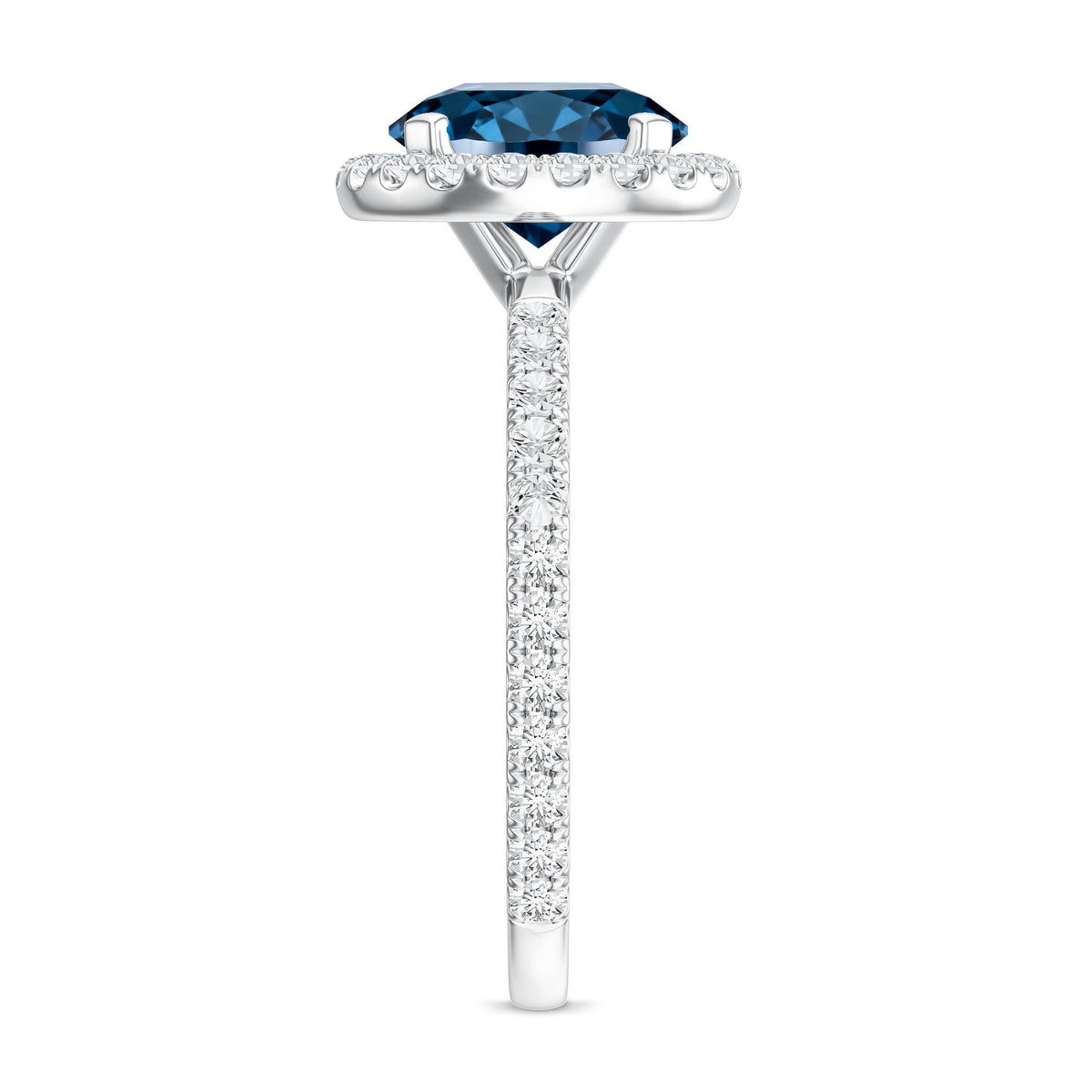 2 Carat London Blue Topaz Classic Engagement Ring with Diamond