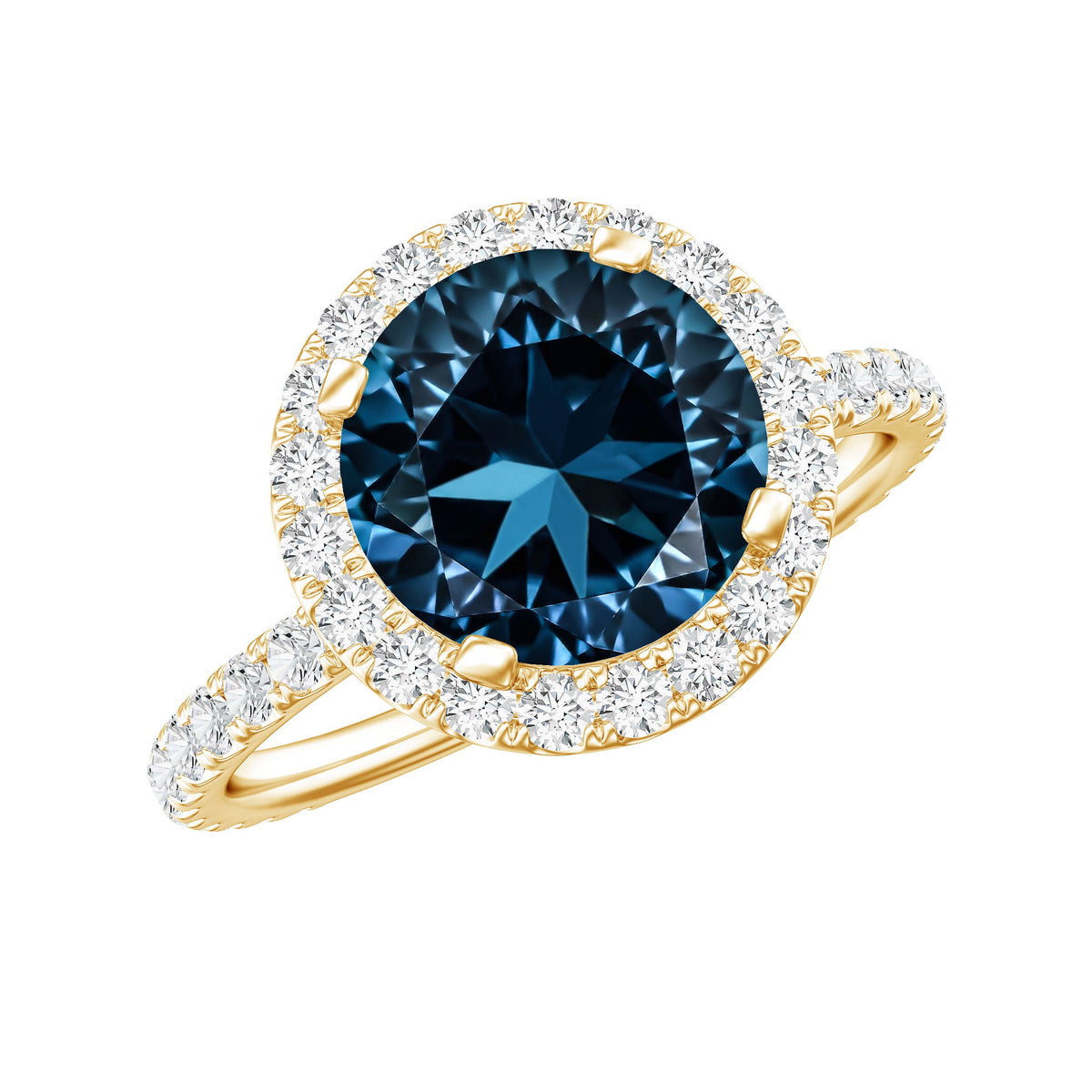 2 Carat London Blue Topaz Classic Engagement Ring with Diamond