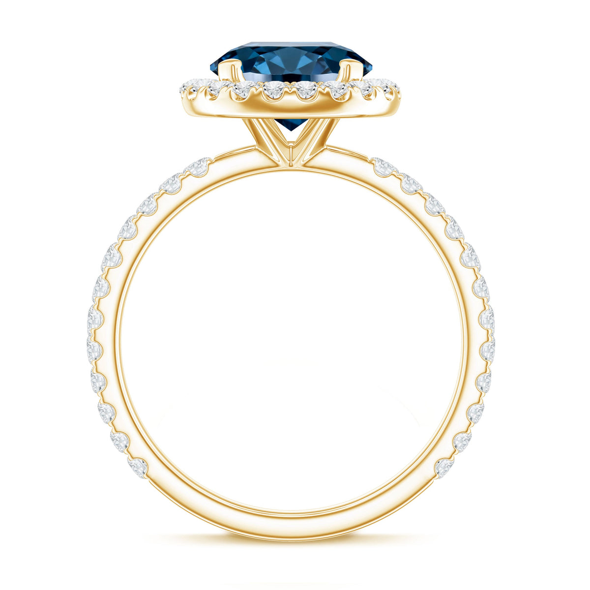 2 Carat London Blue Topaz Classic Engagement Ring with Diamond