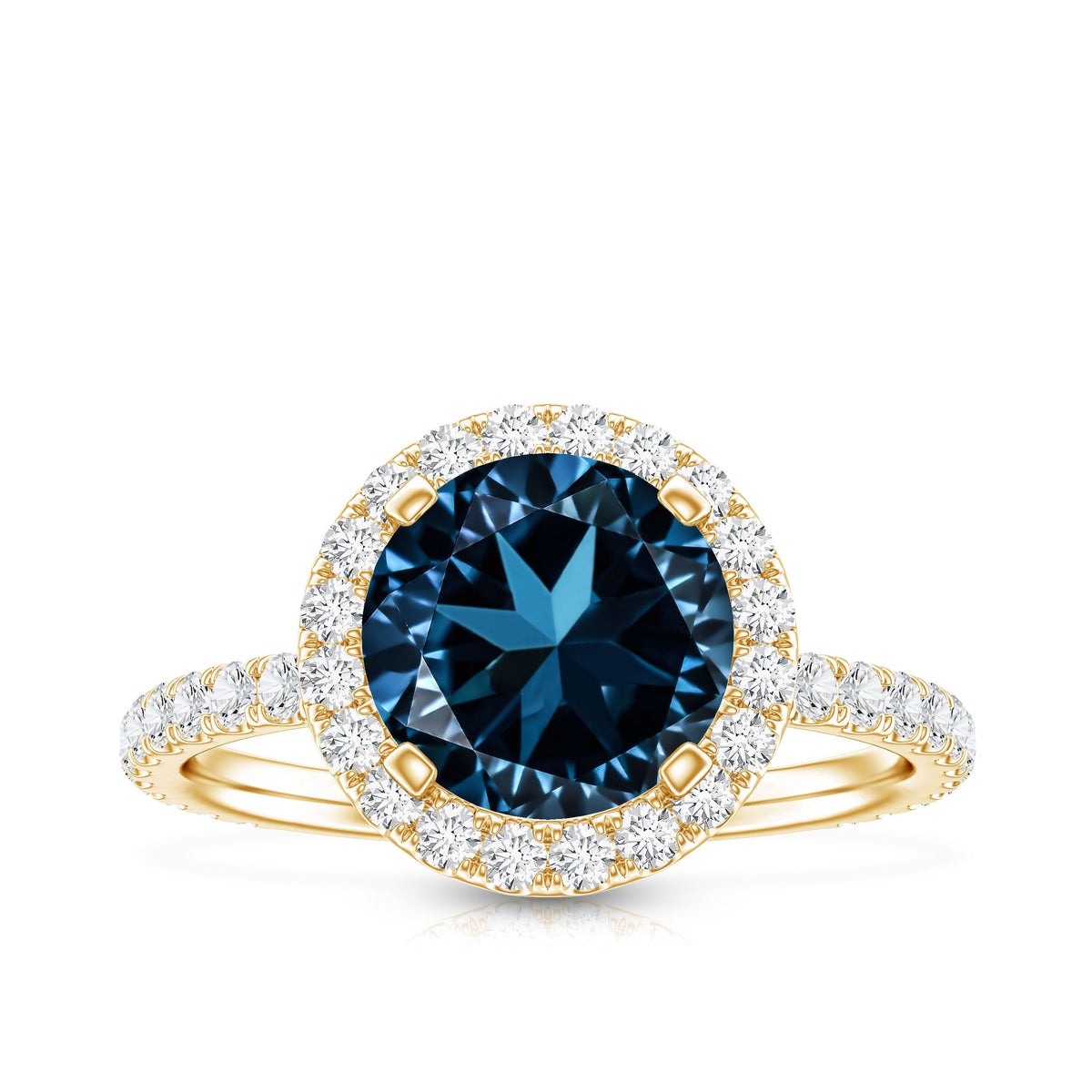 2 Carat London Blue Topaz Classic Engagement Ring with Diamond