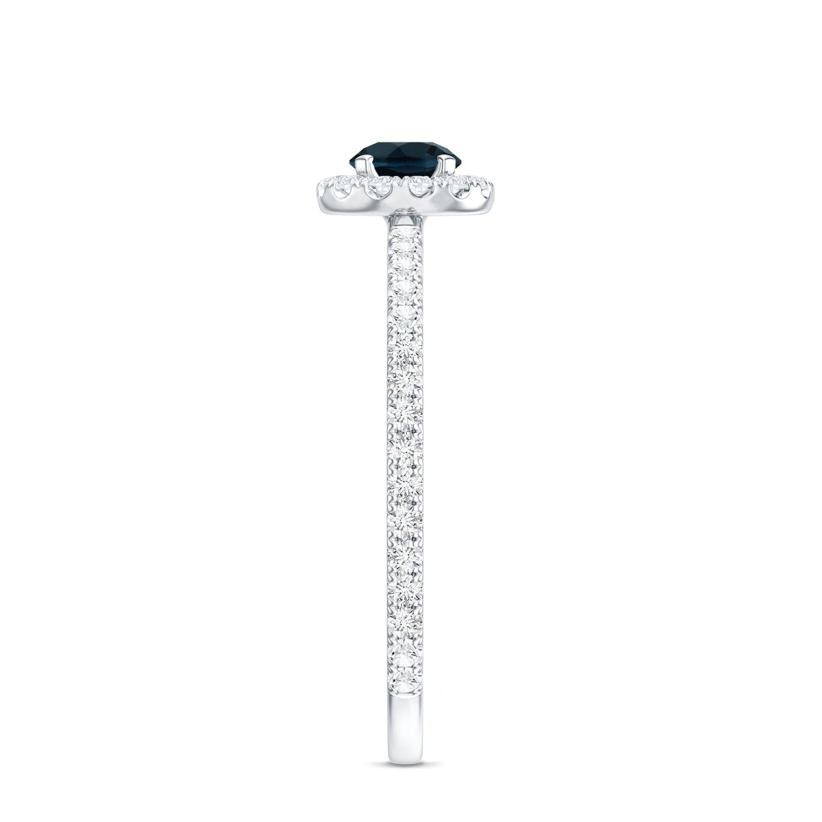 Round London Blue Topaz Halo Engagement Ring with Diamond