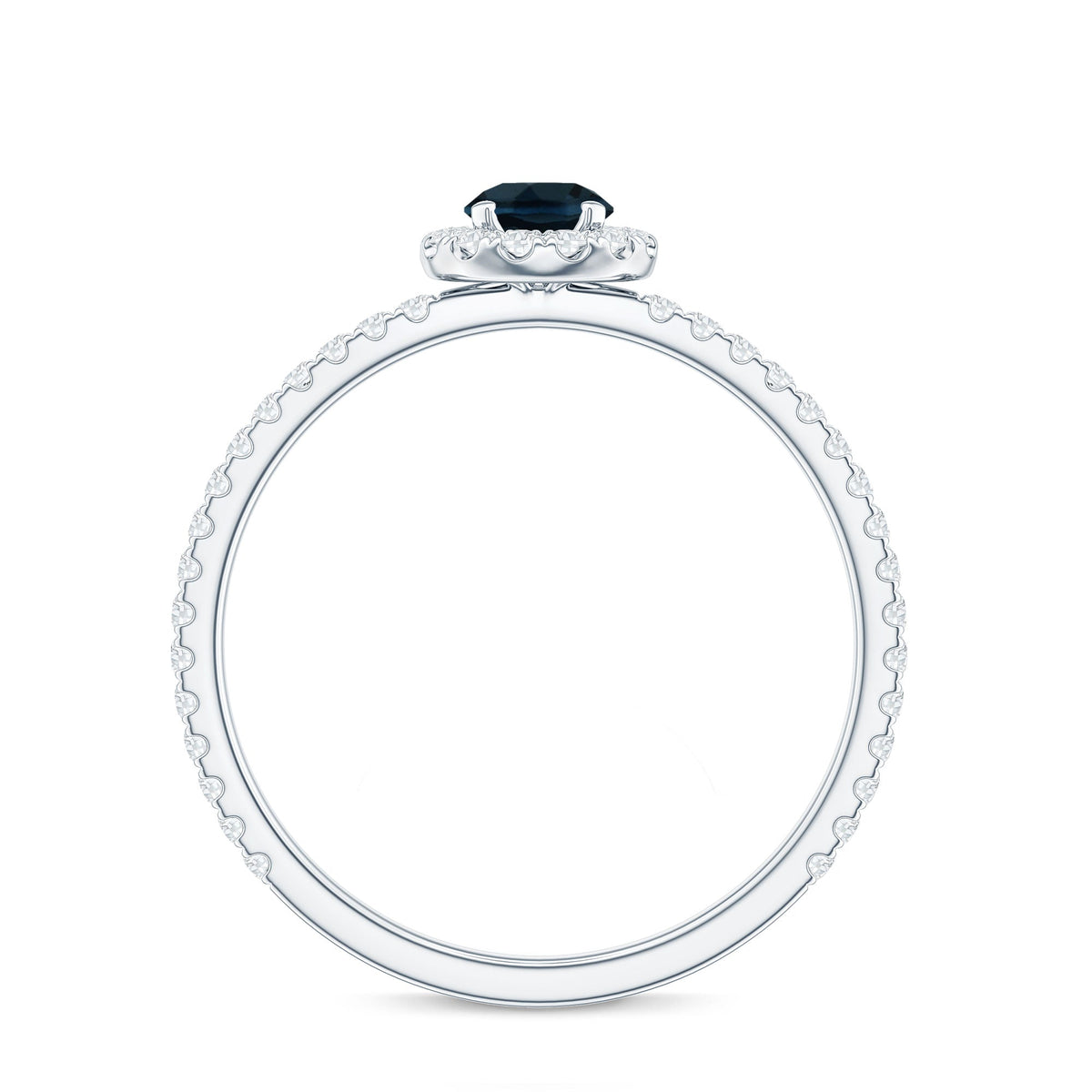Round London Blue Topaz Halo Engagement Ring with Diamond