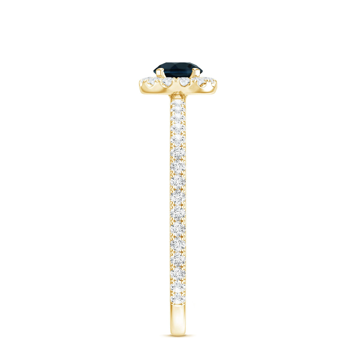 Round London Blue Topaz Halo Engagement Ring with Diamond
