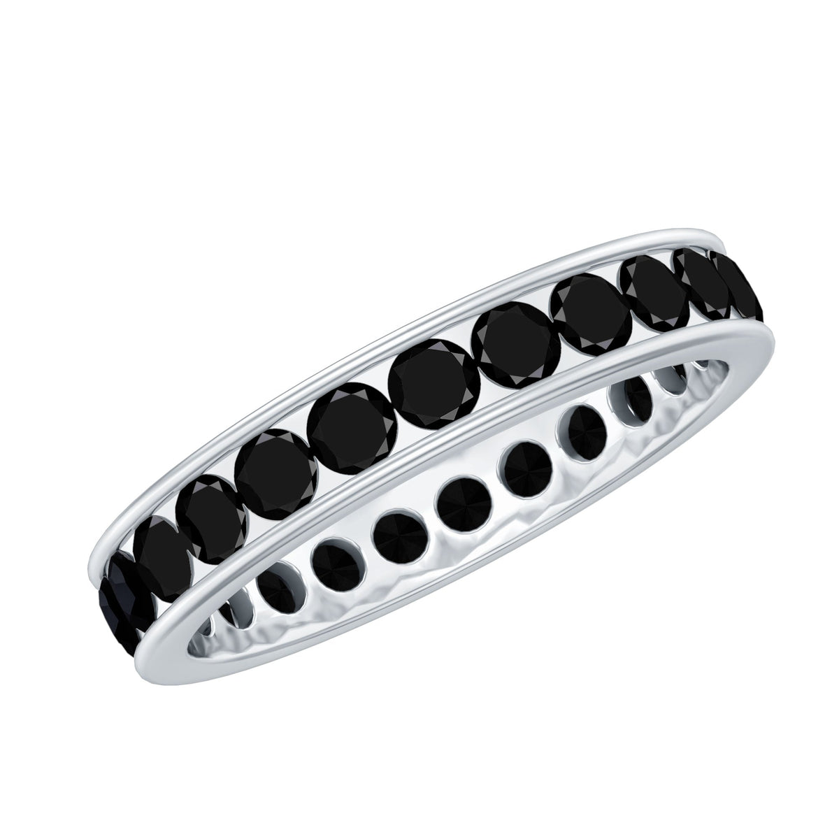 Channel Set Black Spinel Eternity Ring
