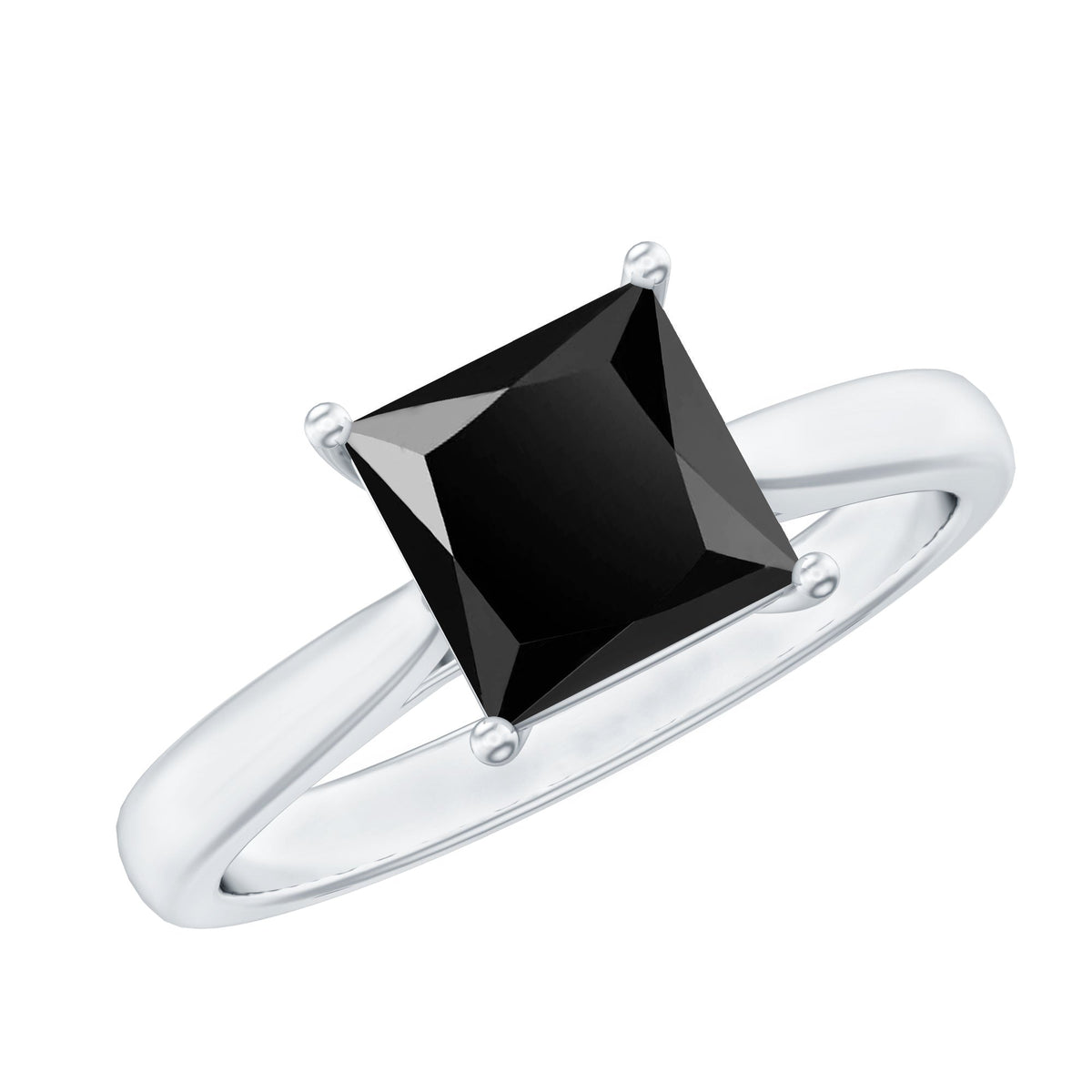 1 Carat Princess Cut Lab Grown Black Diamond Engagement Ring with Surprise White Diamond