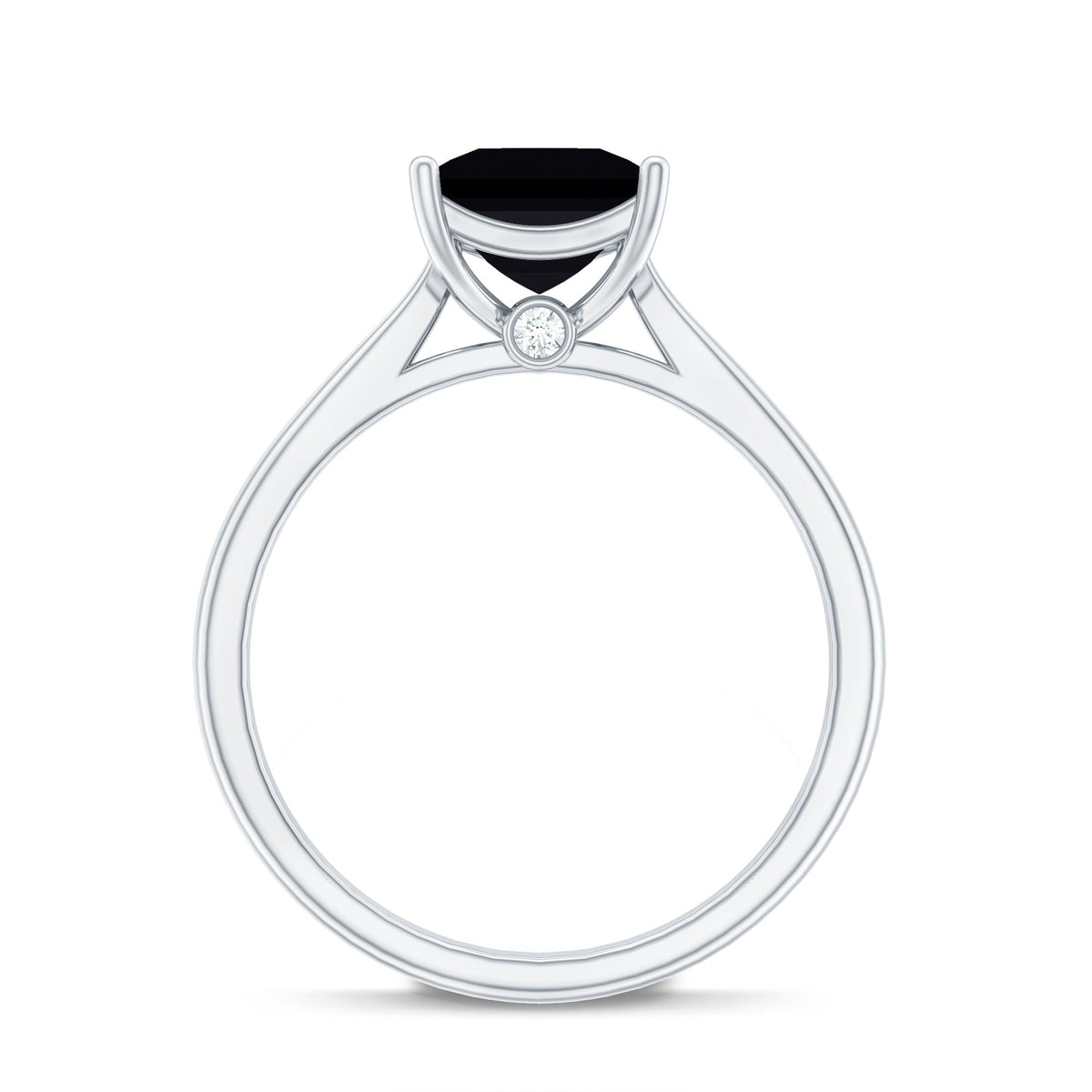 1 Carat Princess Cut Lab Grown Black Diamond Engagement Ring with Surprise White Diamond