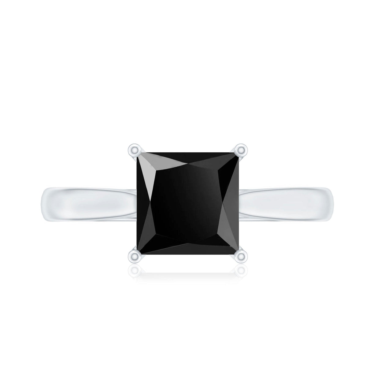 1 Carat Princess Cut Lab Grown Black Diamond Engagement Ring with Surprise White Diamond