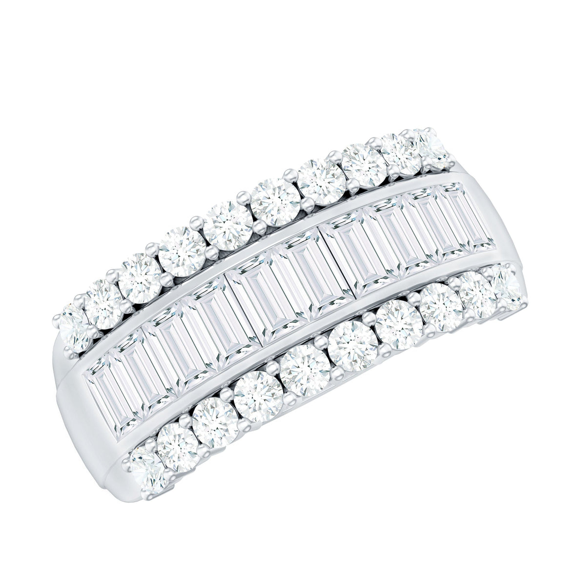 Certified Moissanite Wide Wedding Band Ring