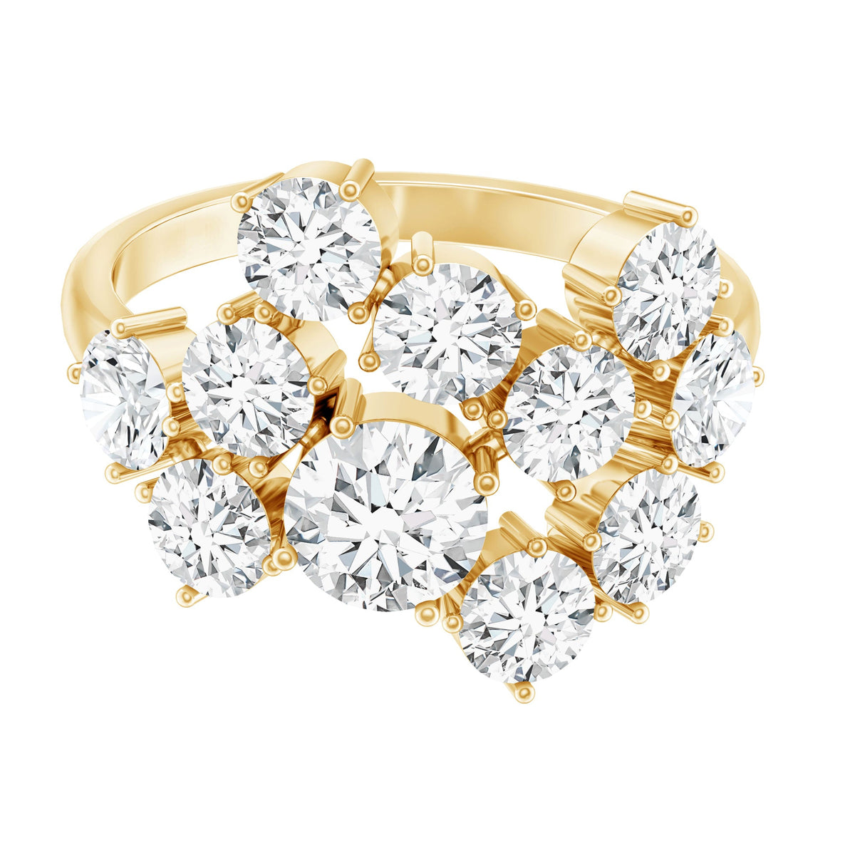 Certified 4 Carat Moissanite Cluster Statement Ring in Silver