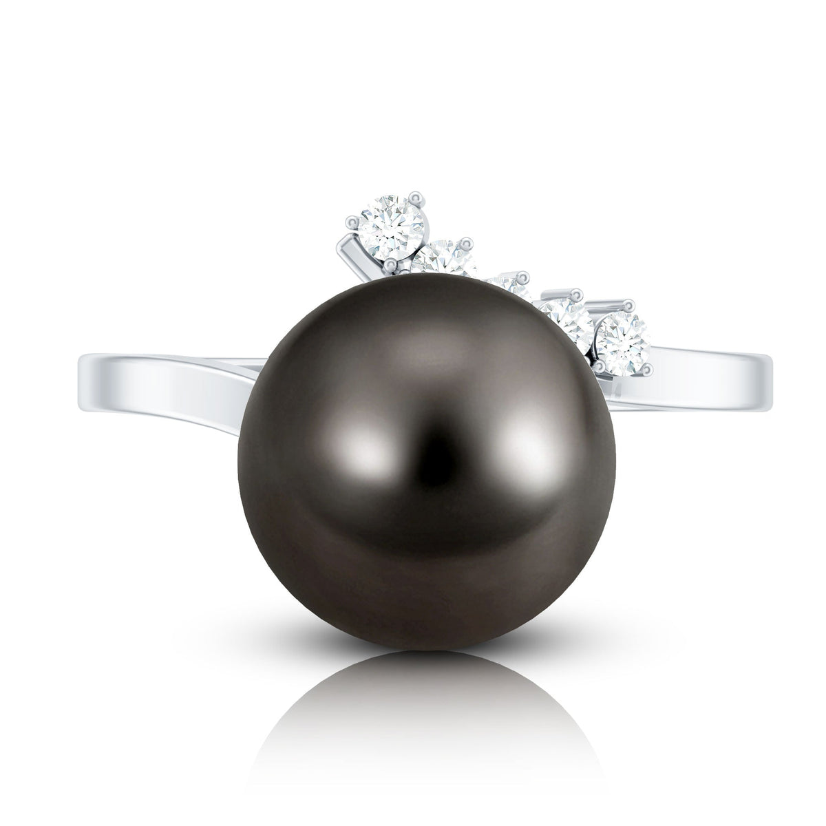 8 Carat Designer Tahitian Pearl Solitaire Ring with Diamond