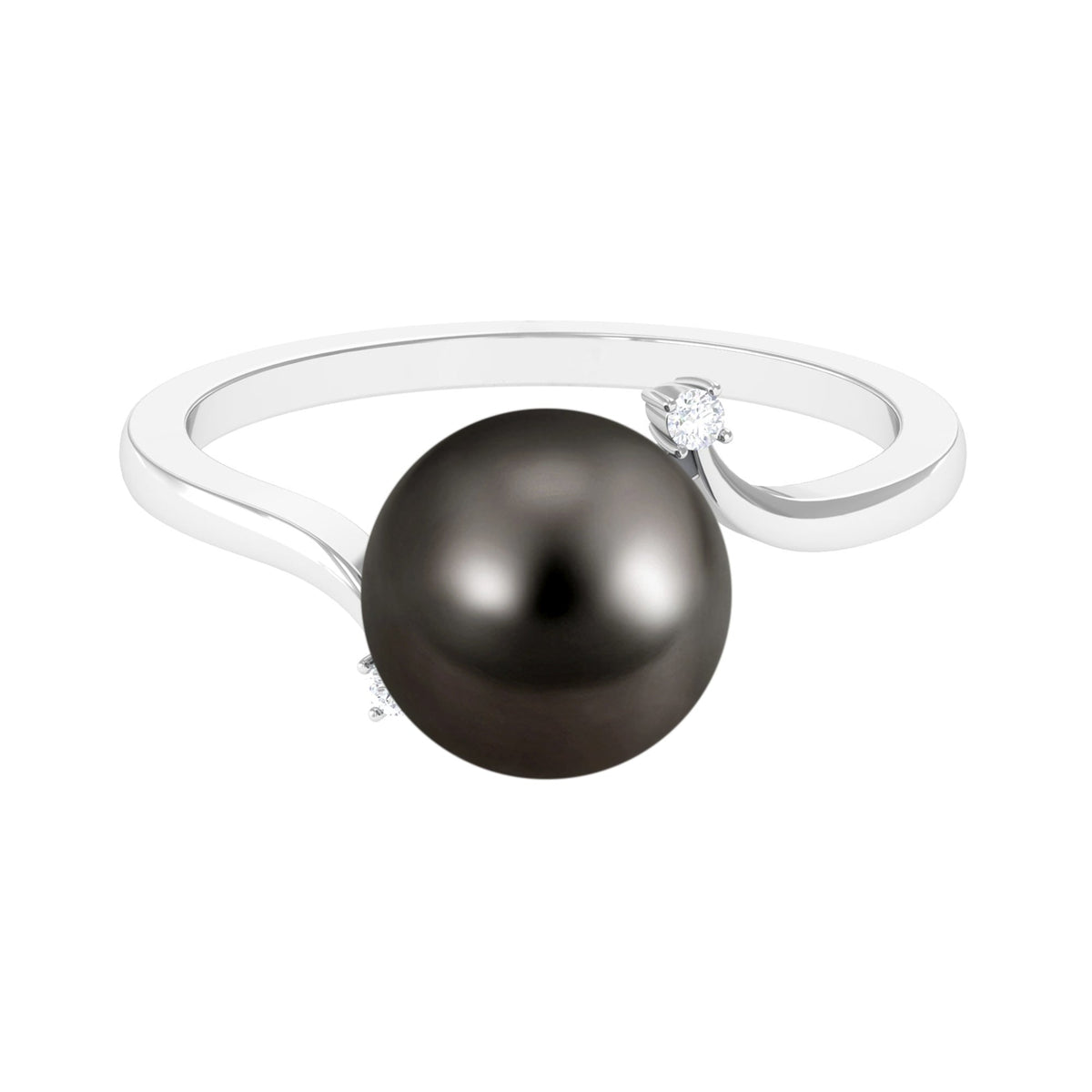 8 Carat Solitaire Tahitian Pearl Bypass Engagement Ring with Diamond