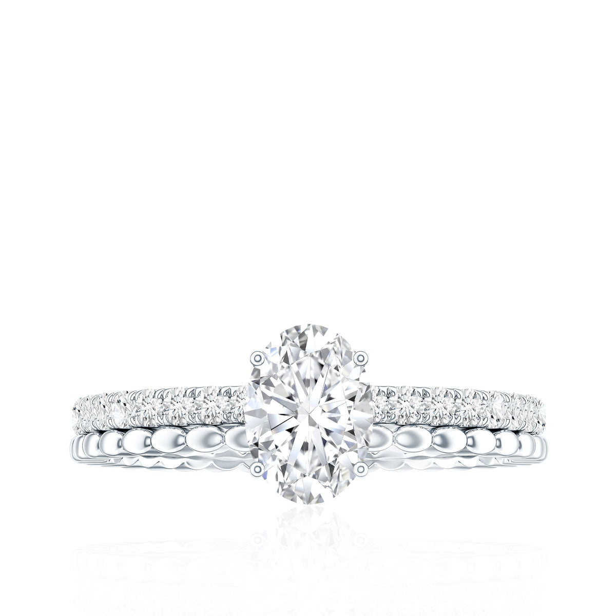 0.9 Carat Solitaire Moissanite Oblong Engagement Ring