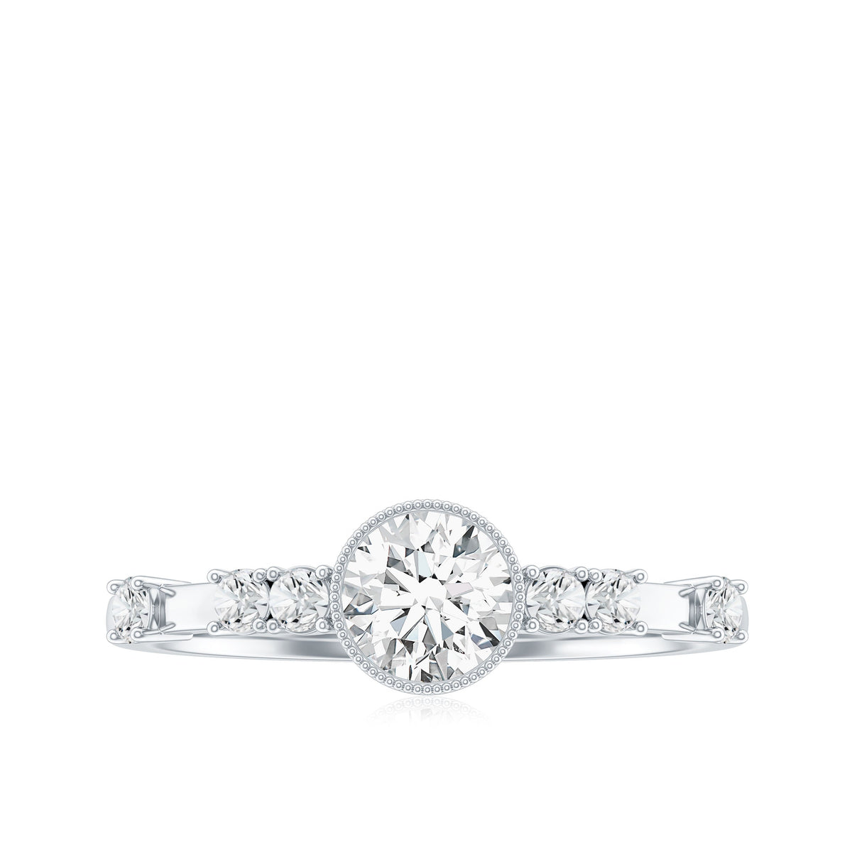 0.5 Carat Round Certified Moissanite Solitaire Engagement Ring in Bezel Setting