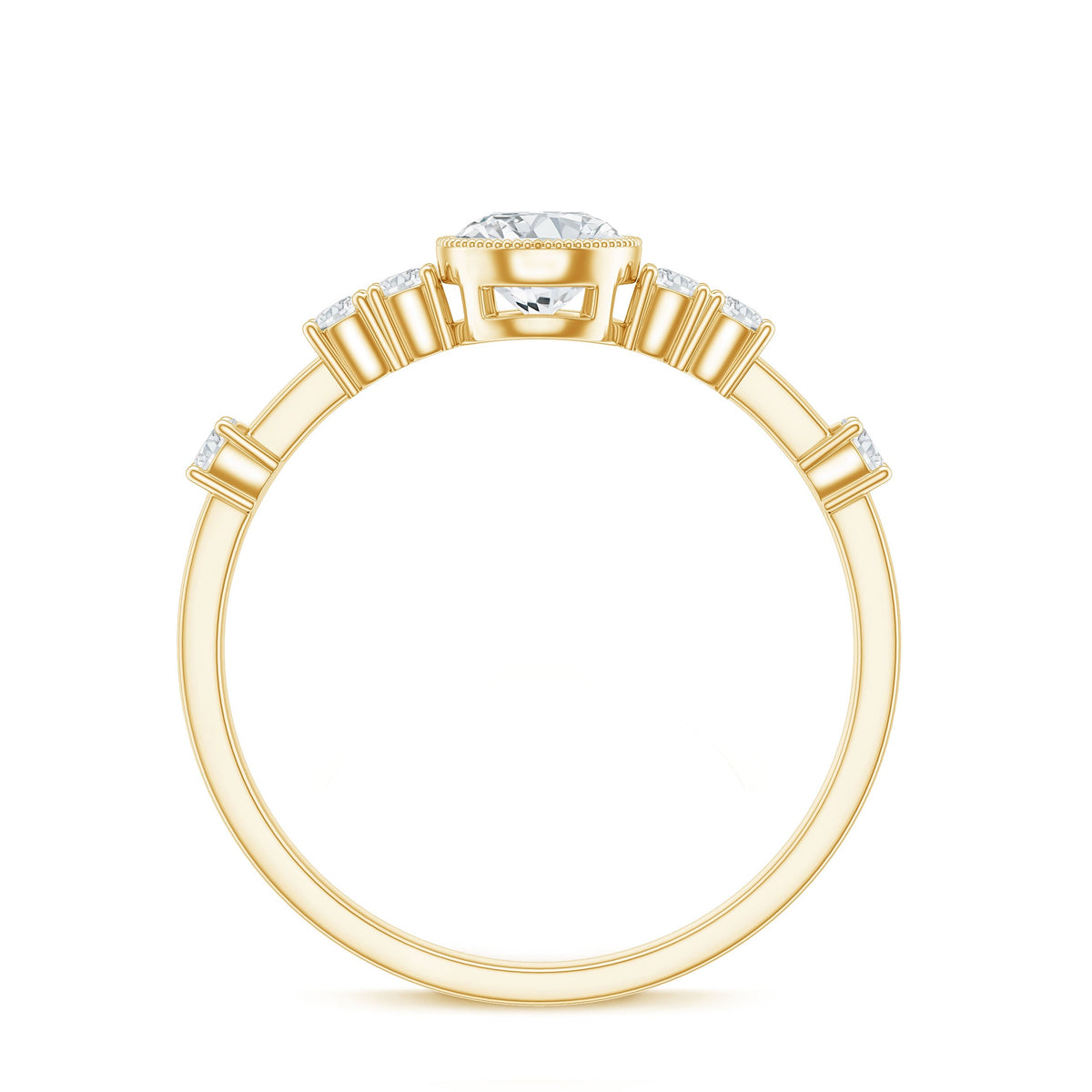 0.5 Carat Round Certified Moissanite Solitaire Engagement Ring in Bezel Setting